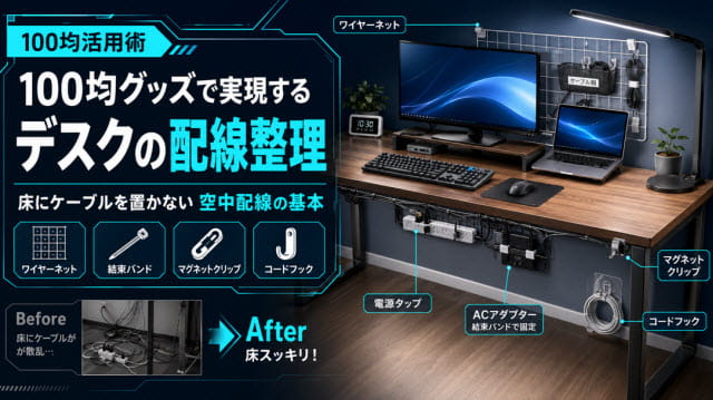 100均グッズで実現するデスクの配線整理
