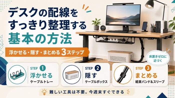 デスクの配線をすっきり整理する基本の方法