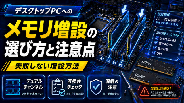 デスクトップPCへのメモリ増設の選び方と注意点