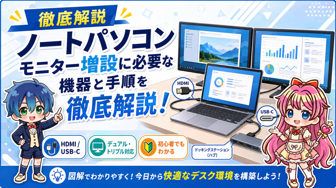 ノートパソコン モニター増設に必要な機器と手順を徹底解説！