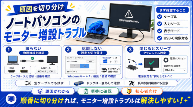 ノートパソコンのモニター増設トラブル