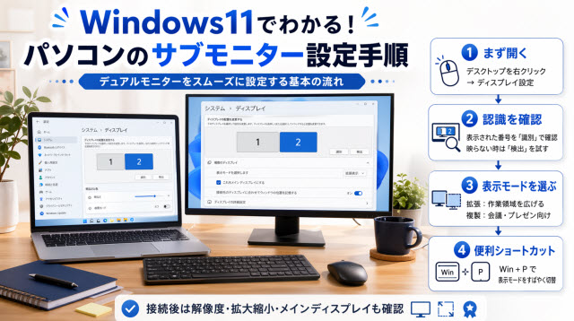 パソコンのサブモニター設定手順