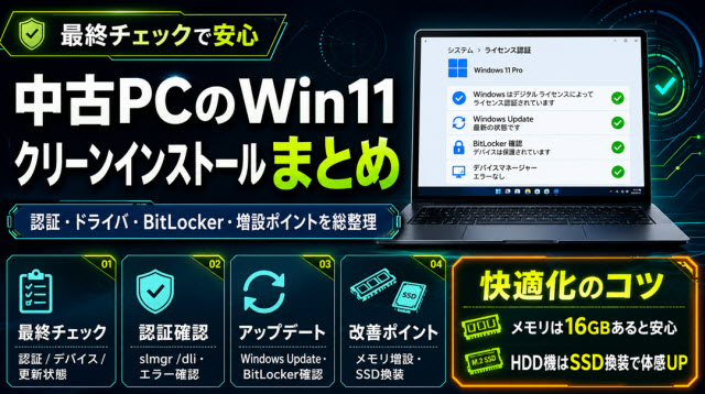 中古PCのWin11クリーンインストールまとめ