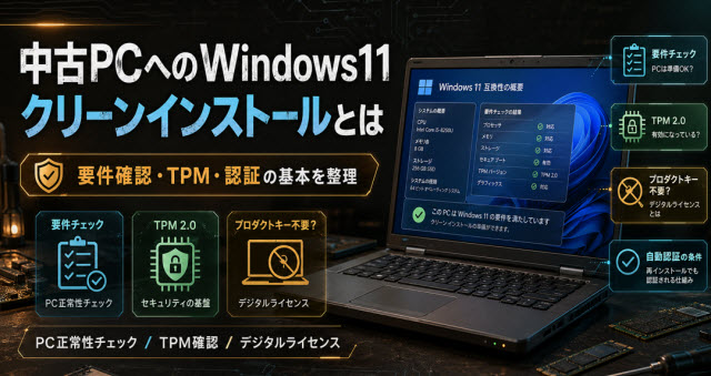中古PCへのWindows11クリーンインストールとは