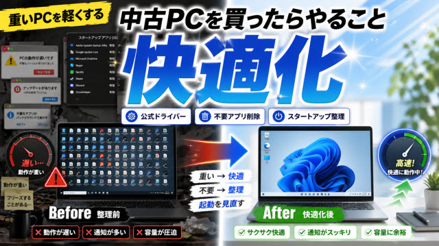 中古pcを買ったらやること快適化