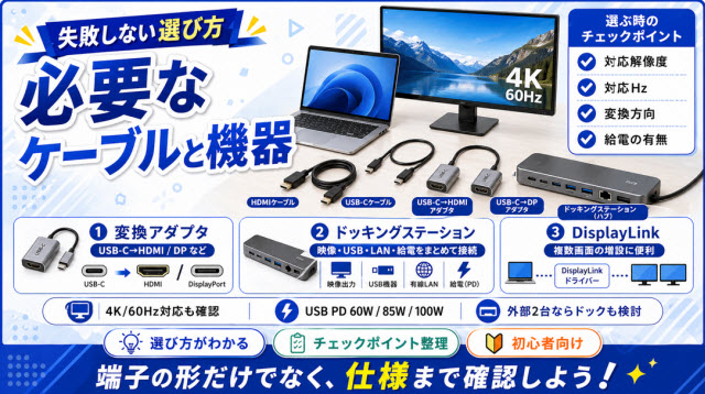 必要なケーブルと機器