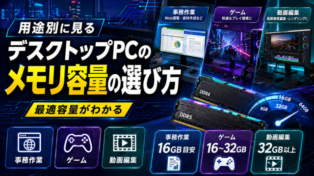 用途別に見るデスクトップPCのメモリ容量の選び方