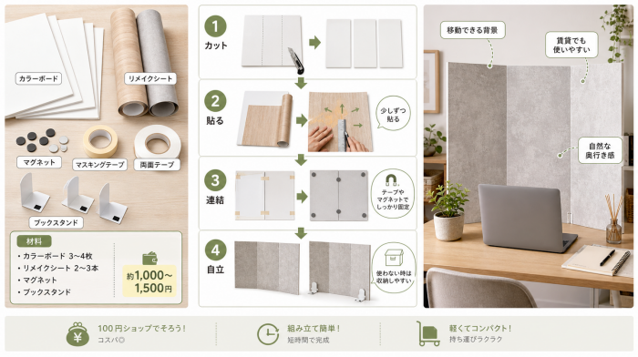 100均DIYでWeb会議背景をおしゃれに作る