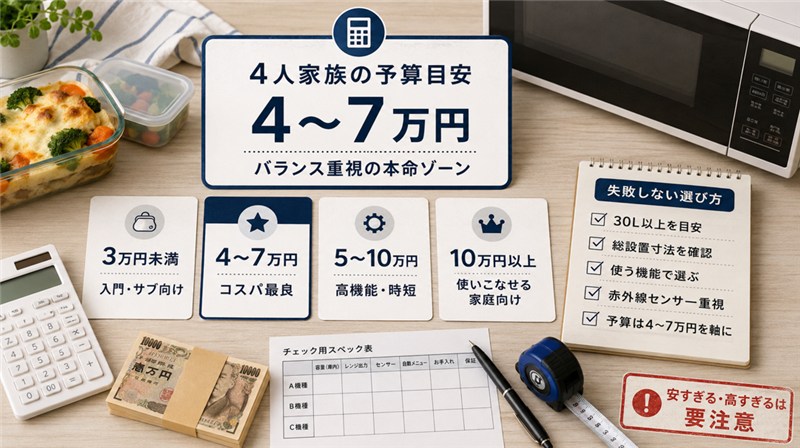 4人家族向け電子レンジの選び方と予算