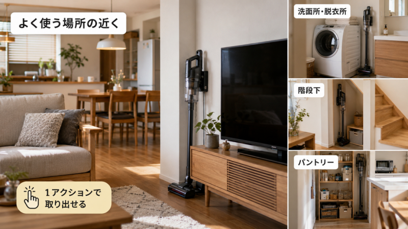 コードレス掃除機の収納に最適な置き場所