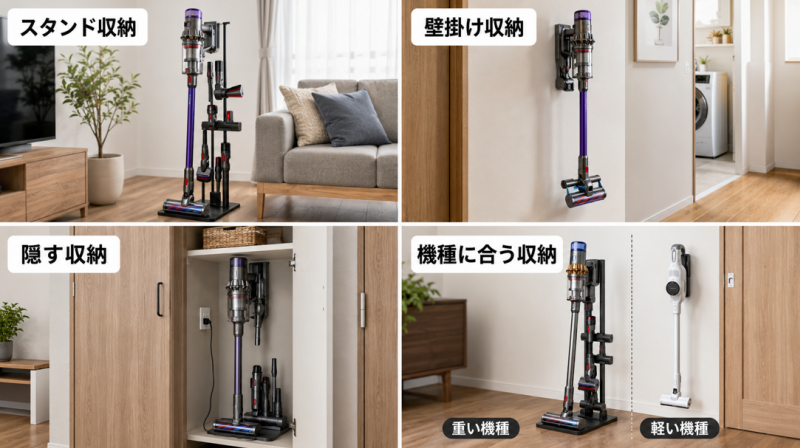 コードレス掃除機の収納方法を種類別に解説