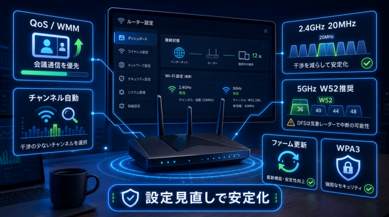 テレワークのWi-Fi安定方法はルーター設定から