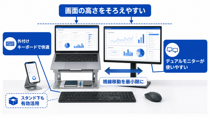 ノートPCスタンドを使うデスク活用メリット