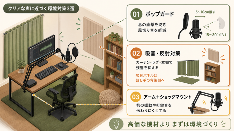 マイクで声をクリアにする方法【環境編】