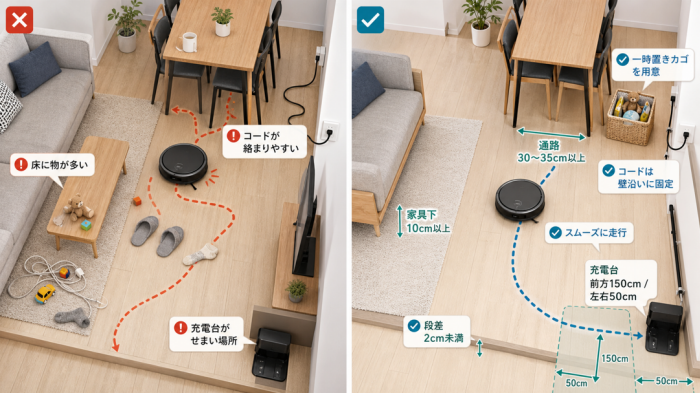 ロボット掃除機の使い方のコツは部屋から始まる