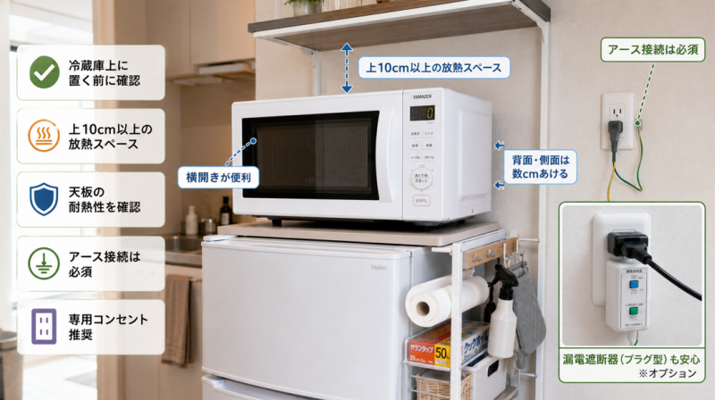 一人暮らしで電子レンジに必要な置き場所と設置