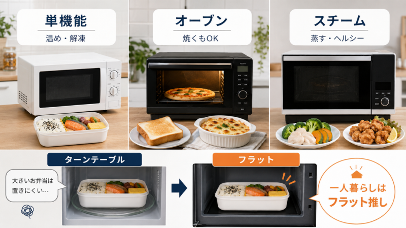 一人暮らし向け電子レンジのタイプ別選び方