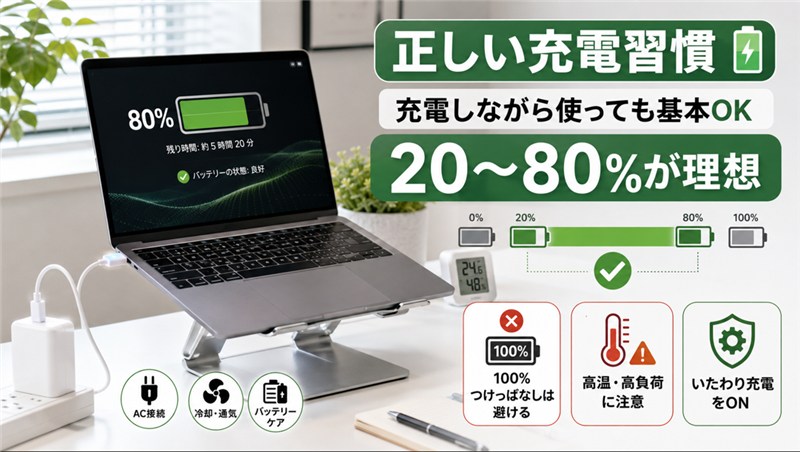 充電の使い方でパソコンは何時間もつのか