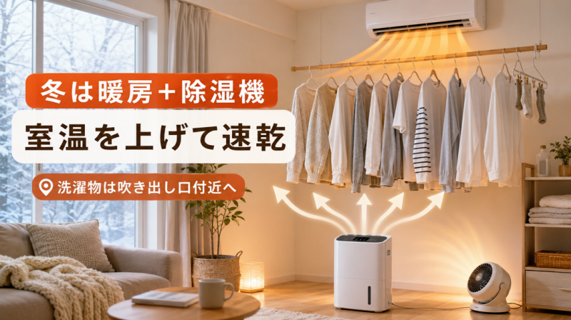 冬の部屋干しに効く除湿機の使い方