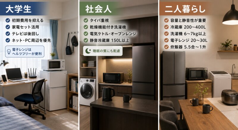 属性別に見る新生活家電の優先順位