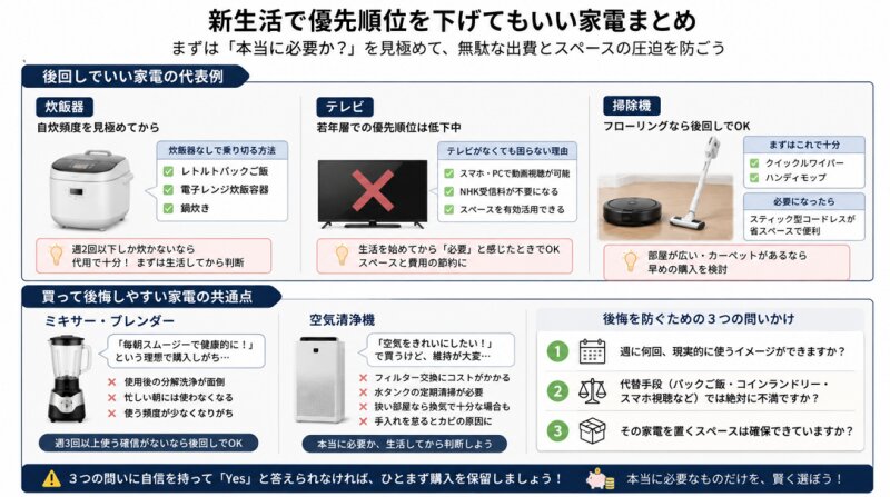 新生活家電の優先順位を下げていい家電