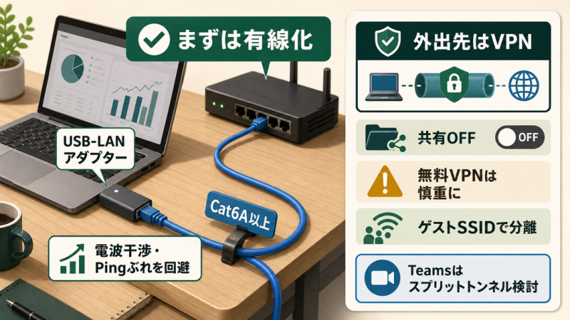 有線化とセキュリティで仕事PCを守る