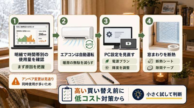 私が実際に電気代を見直した順番