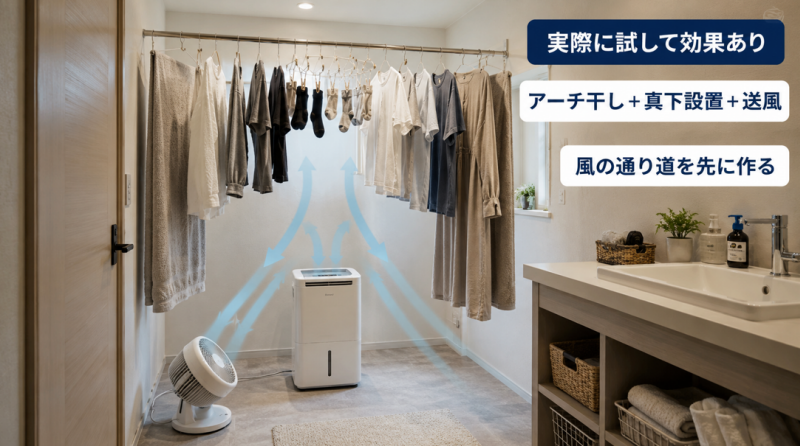 私が除湿機で試した干し方
