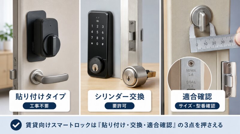 賃貸でのスマートロック設置方法の種類