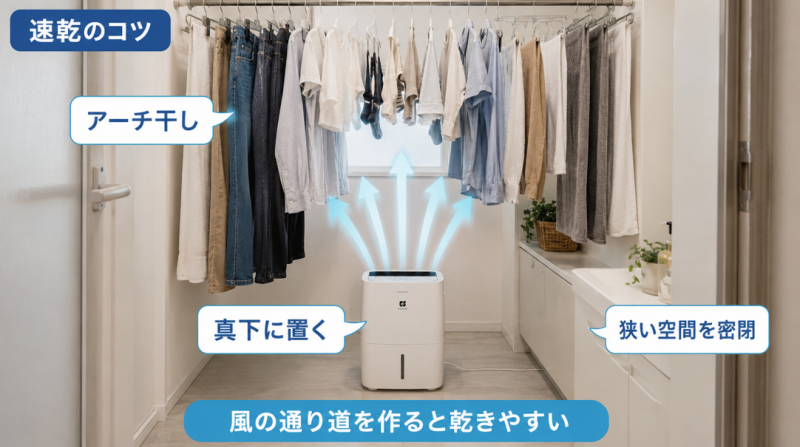 部屋干しに最適な除湿機の置き場所と使い方