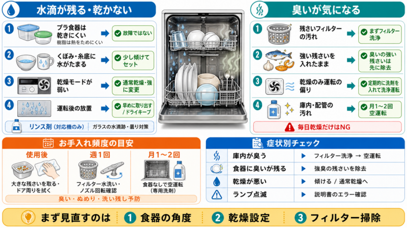 食洗機の使い方のコツ：乾燥と臭い対策