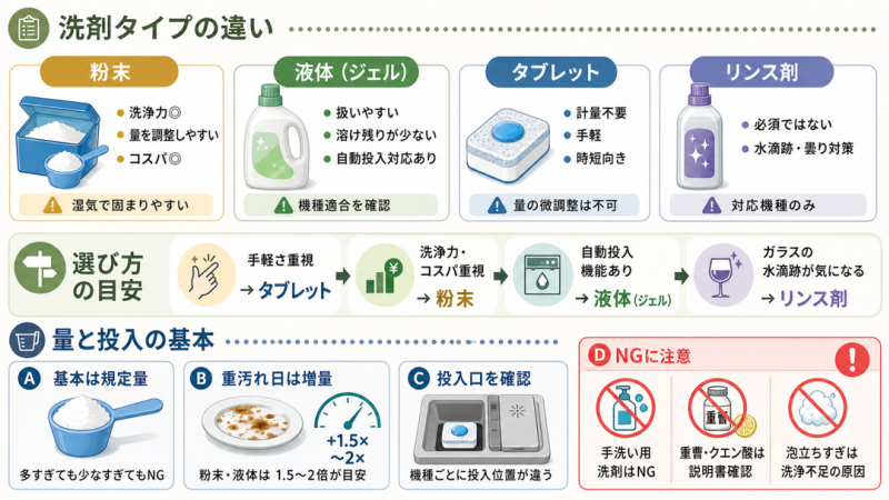 食洗機の使い方のコツ：洗剤の選び方
