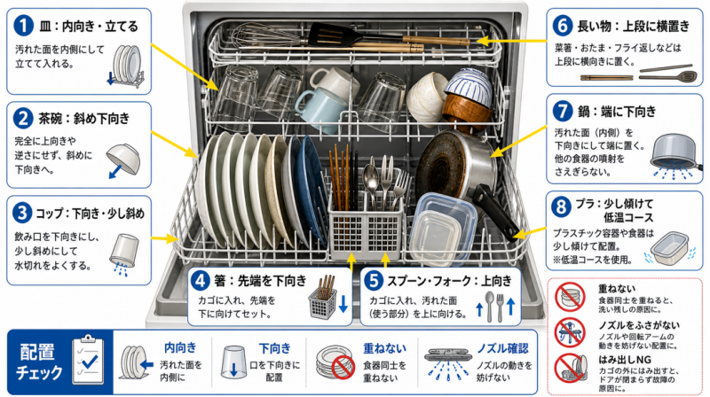 食洗機の使い方のコツ：食器の入れ方